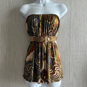 SKY belted strapless tube top ( Never worn )